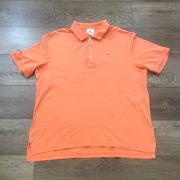 Lacoste Men's Cotton Polo, Orange, Size 6 (XL), lightweight, collared, summer - Picture 1 of 13